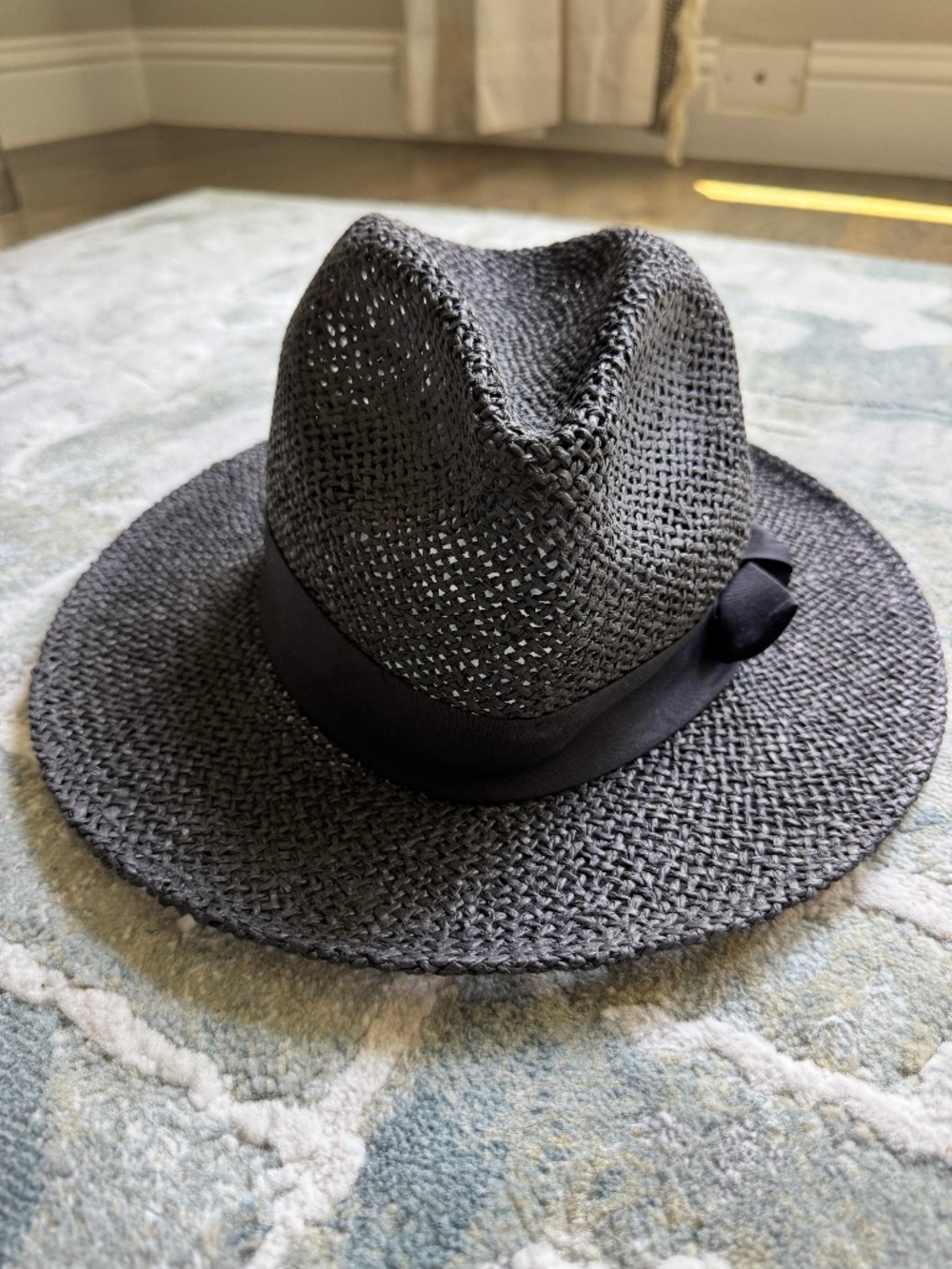 LOFT Black Straw Fedora Hat
